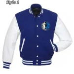 Varsity Dallas Mavericks NBA Blue and White Jacket