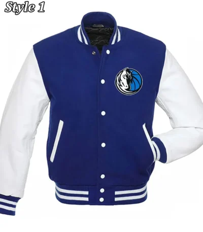 Varsity Dallas Mavericks NBA Blue and White Jacket