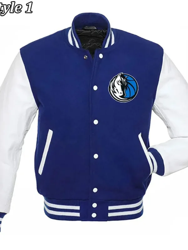 Varsity Dallas Mavericks NBA Blue and White Jacket