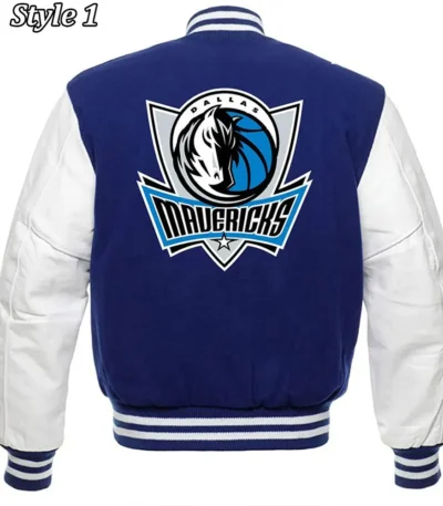 Varsity Dallas Mavericks NBA Blue and White Jacket