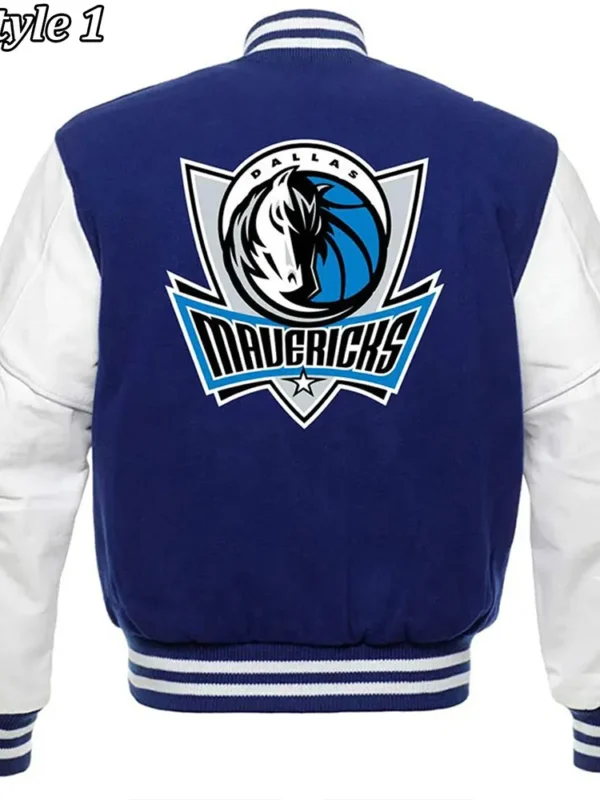 Varsity Dallas Mavericks NBA Blue and White Jacket