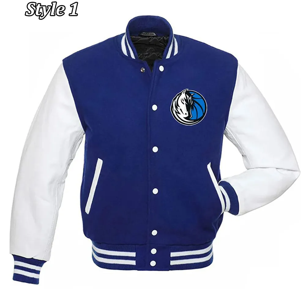 Varsity Dallas Mavericks NBA Blue and White Jacket Varsity Dallas Mavericks NBA Blue and White Jacket