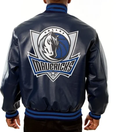 Varsity Dallas Mavericks Navy Blue Leather Jacket