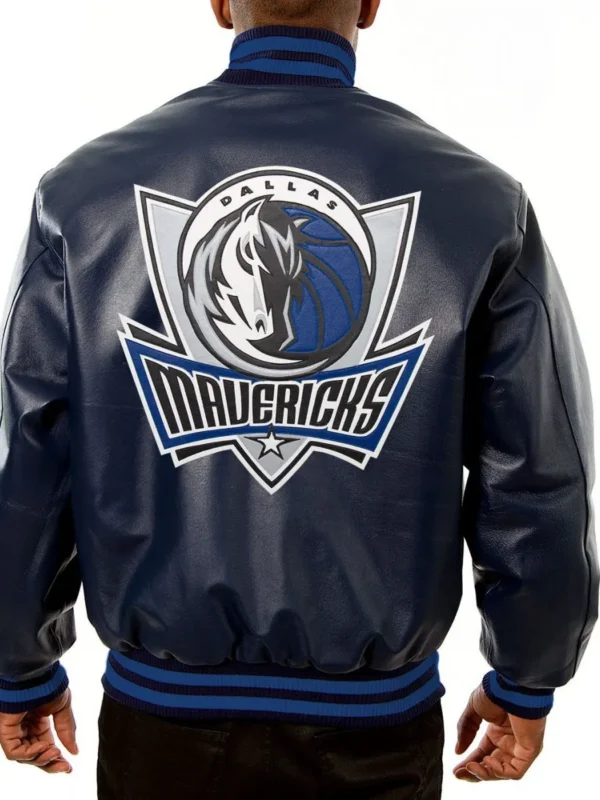 Varsity Dallas Mavericks Navy Blue Leather Jacket