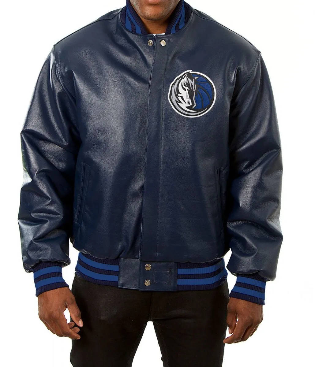 Varsity Dallas Mavericks Navy Blue Leather Jacket Varsity Dallas Mavericks Navy Blue Leather Jacket
