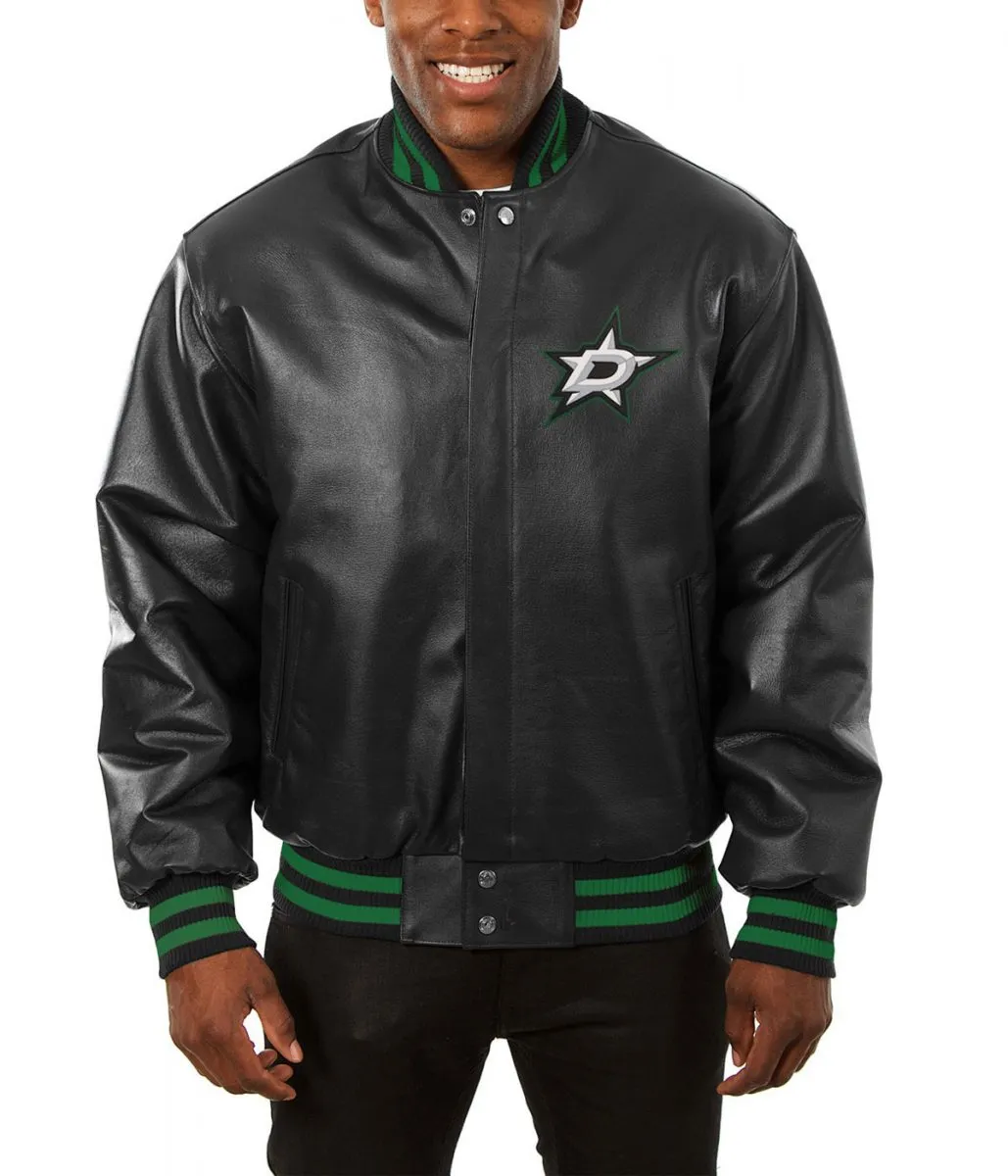 Varsity Dallas Stars Black Leather Jacket Varsity Dallas Stars Black Leather Jacket