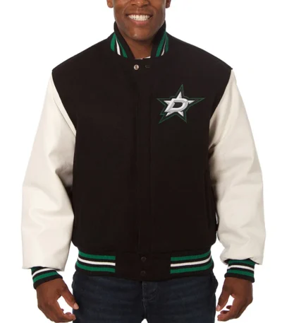 Varsity Dallas Stars Black and White Two-Tone Jacket