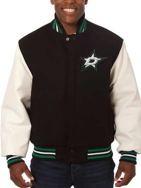Varsity Dallas Stars Black and White Two-Tone Jacket