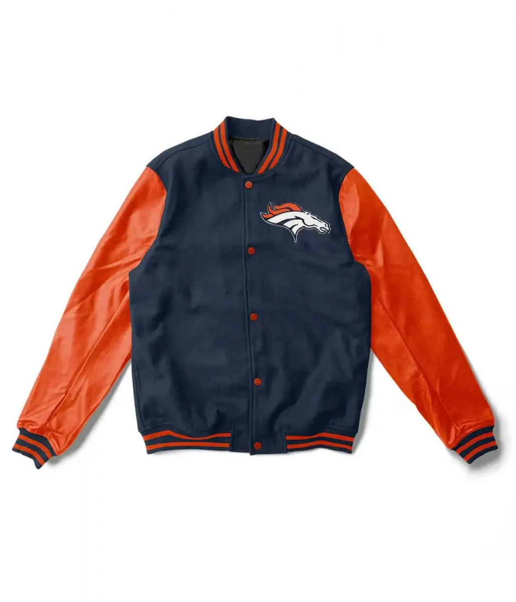 Varsity Denver Broncos Navy and Orange Jacket Varsity Denver Broncos Navy and Orange Jacket