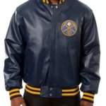 Varsity Denver Nuggets Navy Blue Leather Jacket