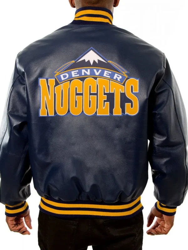 Varsity Denver Nuggets Navy Blue Leather Jacket