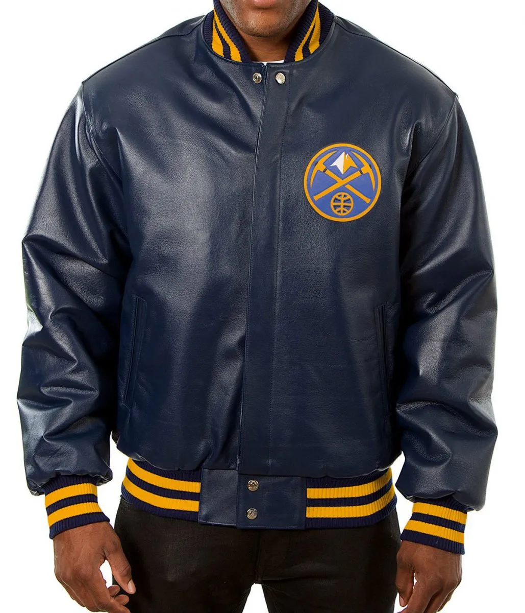 Varsity Denver Nuggets Navy Blue Leather Jacket Varsity Denver Nuggets Navy Blue Leather Jacket