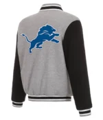 Varsity Detroit Lions Grey and Black Wool Jacket