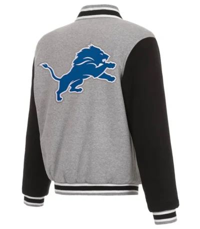 Varsity Detroit Lions Grey and Black Wool Jacket