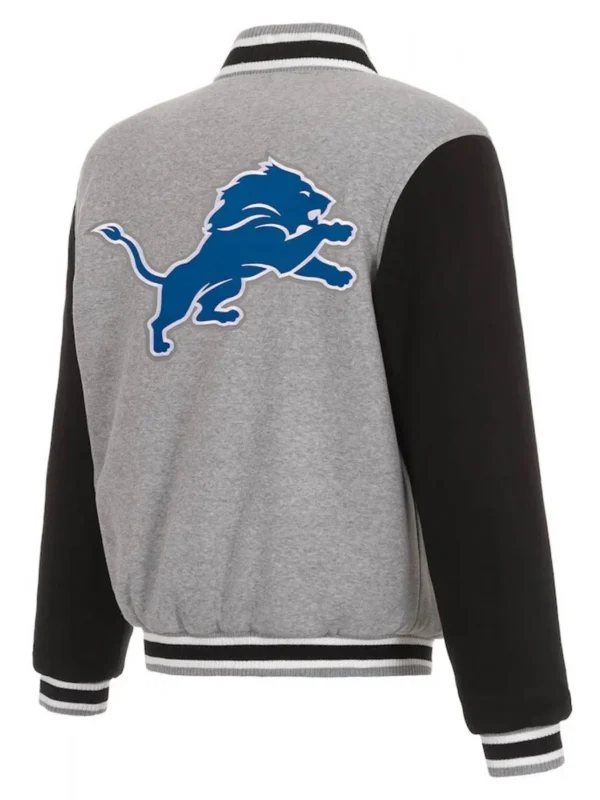 Varsity Detroit Lions Grey and Black Wool Jacket