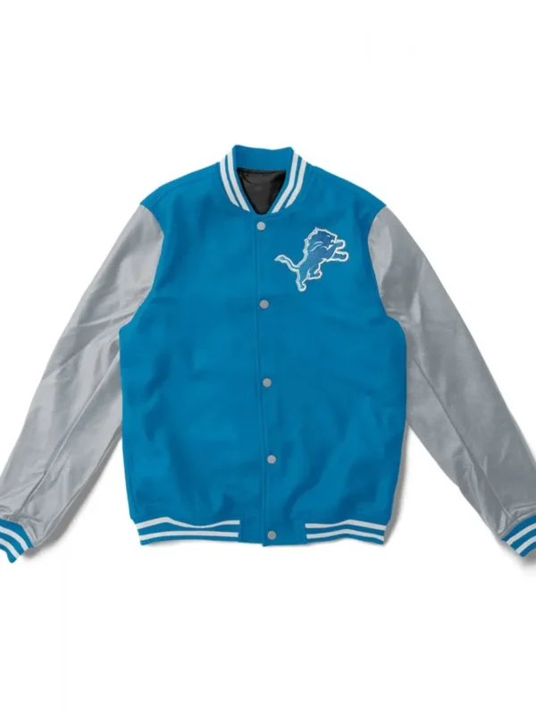 Varsity Detroit Lions Light Blue and Gray Two Tone Jacket