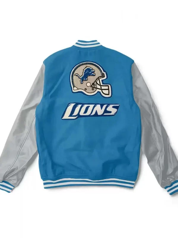 Varsity Detroit Lions Light Blue and Gray Two Tone Jacket