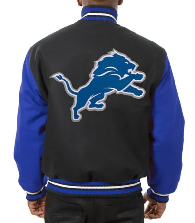 Varsity Detroit Lions Royal Blue and Black Wool Jacket