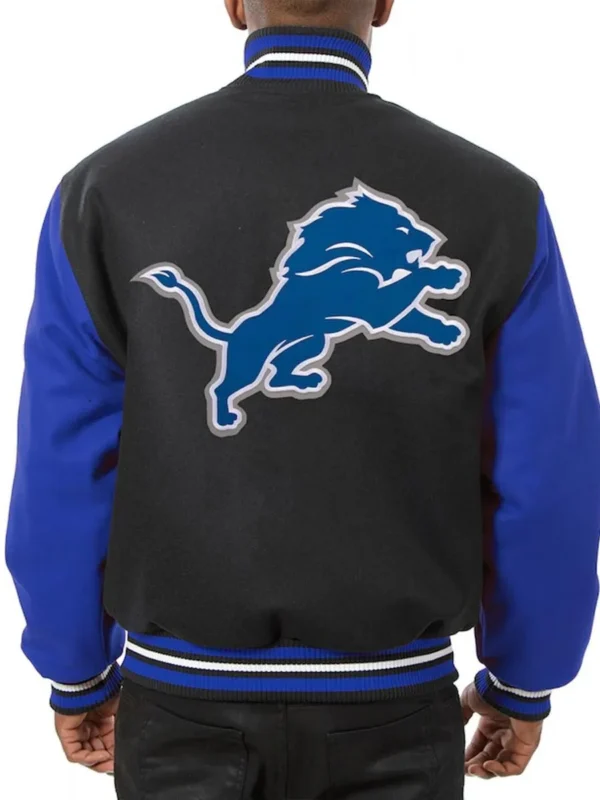 Varsity Detroit Lions Royal Blue and Black Wool Jacket