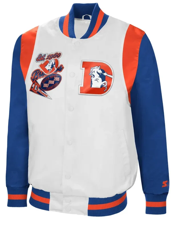 White-Royal Denver Broncos The All-American Satin Jacket