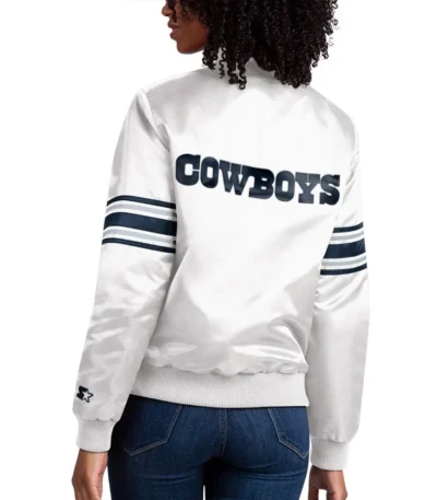 White The Line Up Dallas Cowboys Satin Jacket