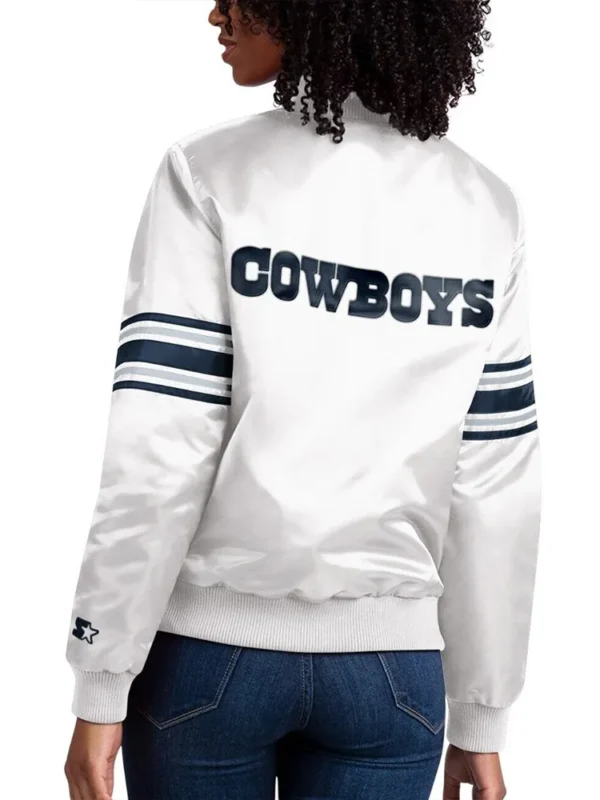 White The Line Up Dallas Cowboys Satin Jacket
