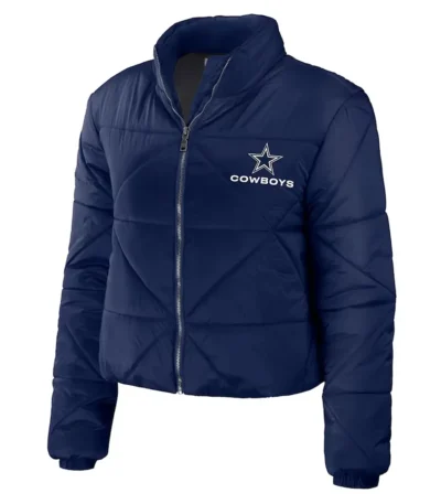 Womens Dallas Cowboys Puffer Cropped Jacket