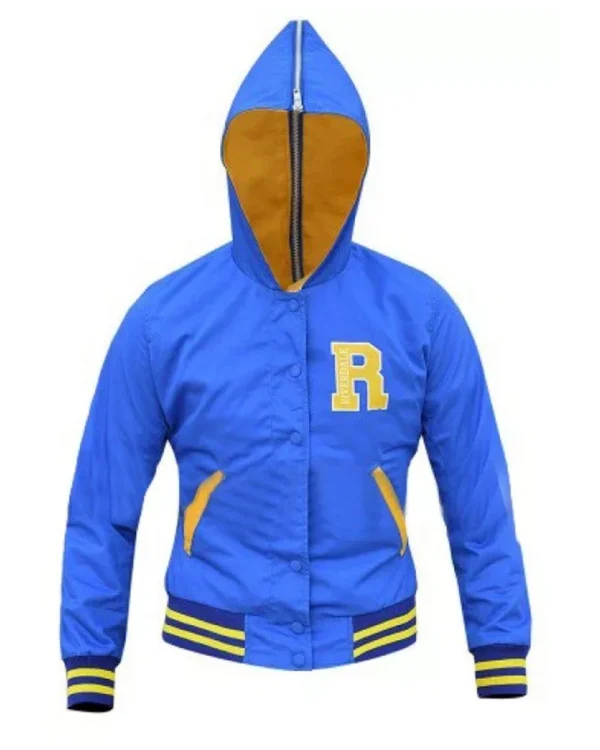 Womens Riverdale Cheer Girls Blue and Yellow Jacket With Hood