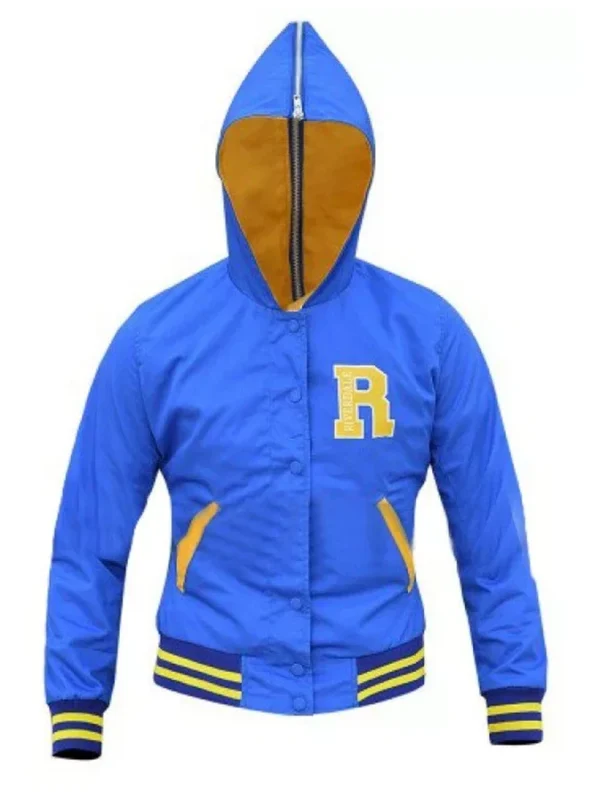 Womens Riverdale Cheer Girls Blue and Yellow Jacket With Hood