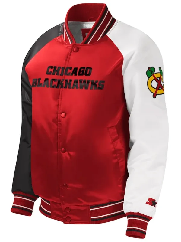 Youth Chicago Blackhawks Red Varsity Satin Jacket