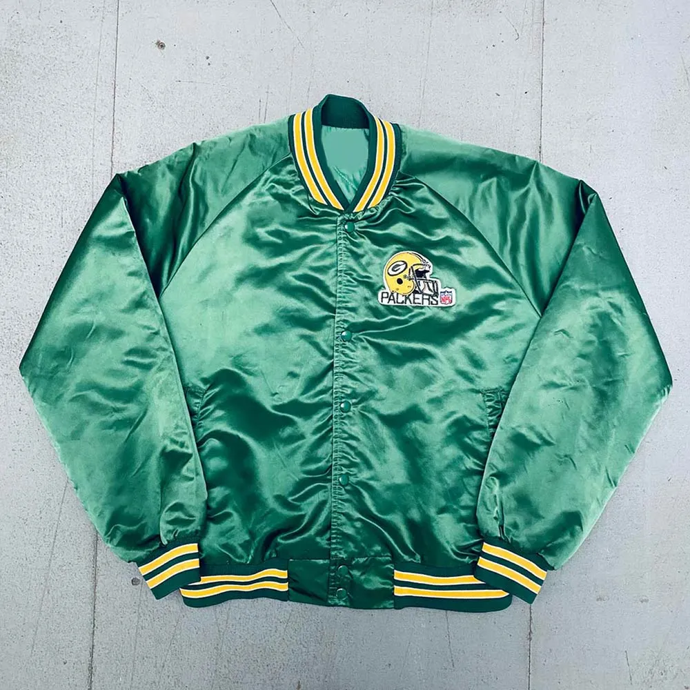 1990s Green Bay Packers Green Bomber Jacket 1990s Green Bay Packers Green Bomber Jacket