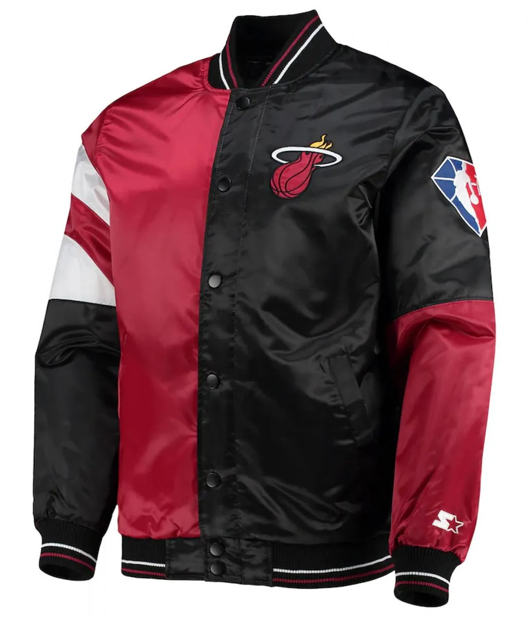 75th Anniversary Miami Heat Leader Red/Black Satin Jacket 75th Anniversary Miami Heat Leader Red/Black Satin Jacket