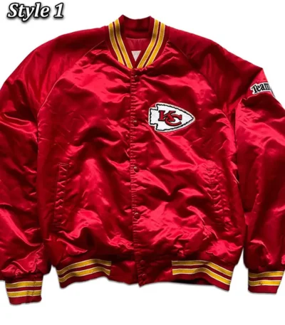 80s Kansas City Chiefs Satin Red Jacket