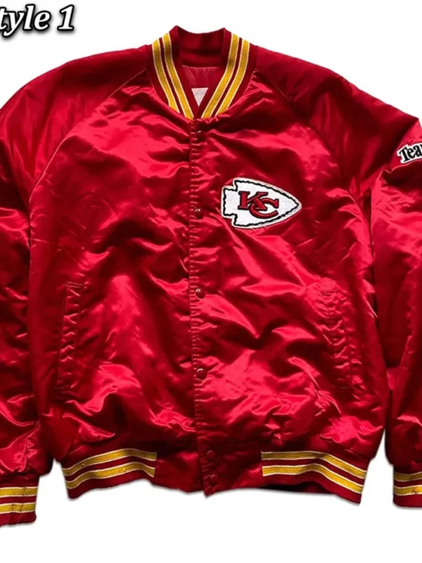 80s Kansas City Chiefs Satin Red Jacket