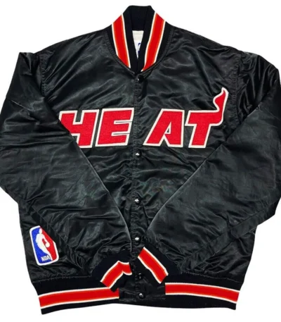 90s Miami Heat Satin Black Jacket