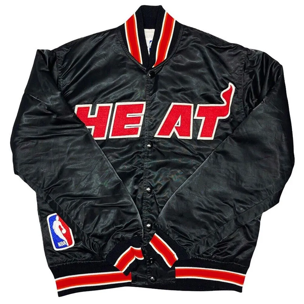 90s Miami Heat Satin Black Jacket 90s Miami Heat Satin Black Jacket