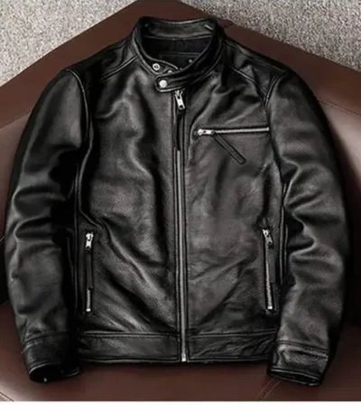 90s Vintage Black Leather Jacket