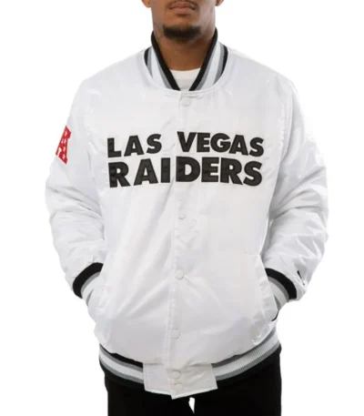 A Stars Las Vegas Raiders White Satin Jacket