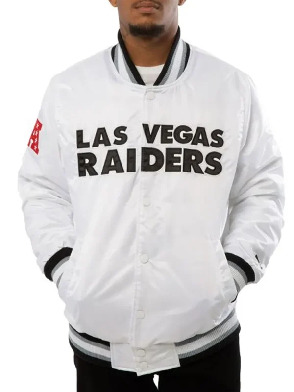 A Stars Las Vegas Raiders White Satin Jacket