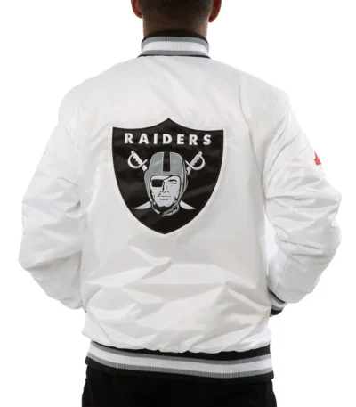A Stars Las Vegas Raiders White Satin Jacket