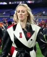 AFC Championship Brittany Mahomes Chiefs Leather Coat