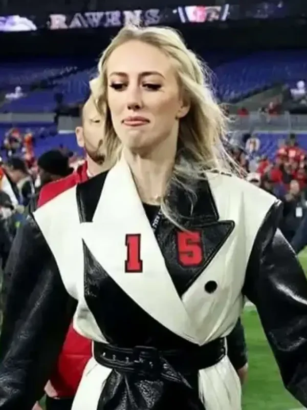 AFC Championship Brittany Mahomes Chiefs Leather Coat