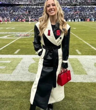 AFC Championship Brittany Mahomes Chiefs Leather Coat