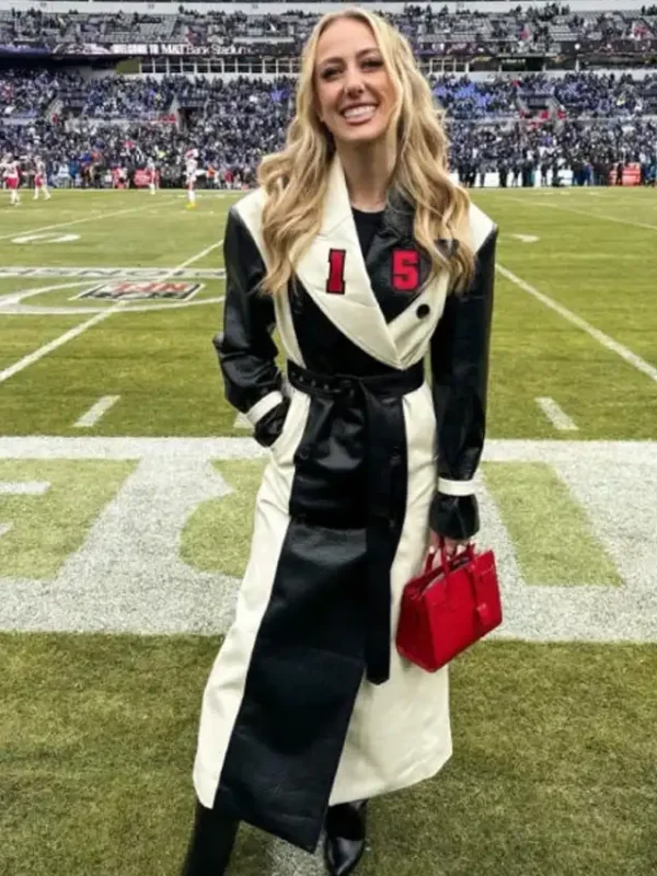 AFC Championship Brittany Mahomes Chiefs Leather Coat