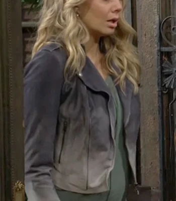 Abby Newman Chancellor The Young and The Restless Blue Ombre Leather Jacket