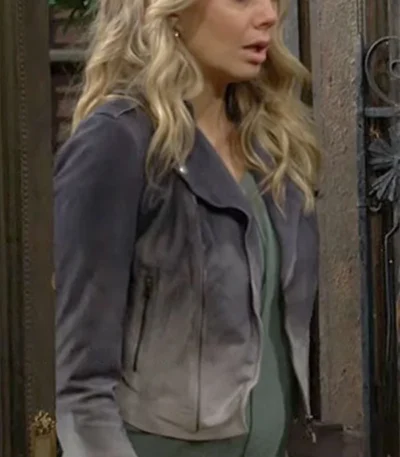 Abby Newman Chancellor The Young and The Restless Blue Ombre Leather Jacket