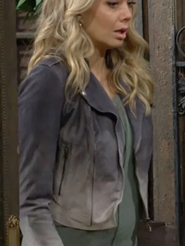 Abby Newman Chancellor The Young and The Restless Blue Ombre Leather Jacket