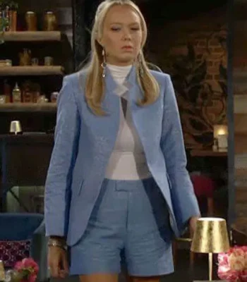 Abby Newman Chancellor The Young and The Restless Blue Metallic Blazer
