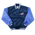 LA Angels Navy and Light Blue Bomber Satin Jacket