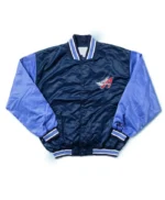 LA Angels Navy and Light Blue Bomber Satin Jacket